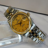 Tudor Prince Date-Day Automatic Watch 76213 Linen Dial 36mm Swiss ALL Two-Tone