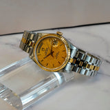 Tudor Prince Date-Day Automatic Watch 76213 Linen Dial 36mm Swiss ALL Two-Tone