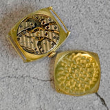 Vintage IWC 14K Gold Watch Cal. C83 28mm Cushion Case Black Dial Wristwatch