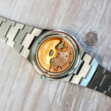 Vintage Movado Surf Automatic Watch Date Green Dial 36mm TV-Shaped ALL S.S. Original Bracelet