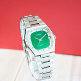 Vintage Movado Surf Automatic Watch Date Green Dial 36mm TV-Shaped ALL S.S. Original Bracelet
