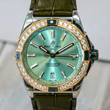 Breitling Super Chronomat Automatic 38 Watch U17356 Date 18K Rose Gold Diamond Bezel & S.S. Original Strap