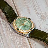 Breitling Super Chronomat Automatic 38 Watch U17356 Date 18K Rose Gold Diamond Bezel & S.S. Original Strap