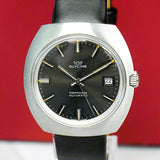 Vintage NOS Glycine Compressor Automatic Watch Date 37mm S.S. Cushion Case Swiss