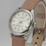 Ladies Rolex Oyster Perpetual 31 Watch Stainless Steel 177200 Pink Baton Markers