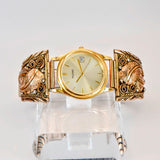 Vintage Pulsar Watch Date 33mm on a Native America Sterling Ornate Watch Tips Flex Band