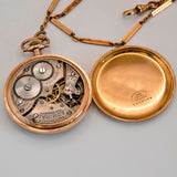 Vintage Admiral Pocket Watch Openface 6J Adj. Swiss W/Chain By Tracy Watch Co. 14K G.F.