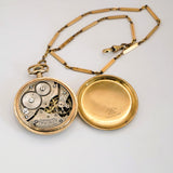 Vintage Admiral Pocket Watch Openface 6J Adj. Swiss W/Chain By Tracy Watch Co. 14K G.F.