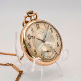 Vintage Admiral Pocket Watch Openface 6J Adj. Swiss W/Chain By Tracy Watch Co. 14K G.F.