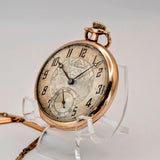 Vintage Admiral Pocket Watch Openface 6J Adj. Swiss W/Chain By Tracy Watch Co. 14K G.F.