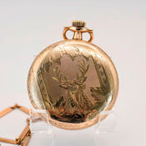 Vintage Admiral Pocket Watch Openface 6J Adj. Swiss W/Chain By Tracy Watch Co. 14K G.F.