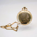 Vintage Admiral Pocket Watch Openface 6J Adj. Swiss W/Chain By Tracy Watch Co. 14K G.F.