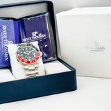 Revue Thommen Diver GMT Automatic Watch Date 17572.2236 42mm ALL S.S. Black & Red Bezel - 2-Box & Papers