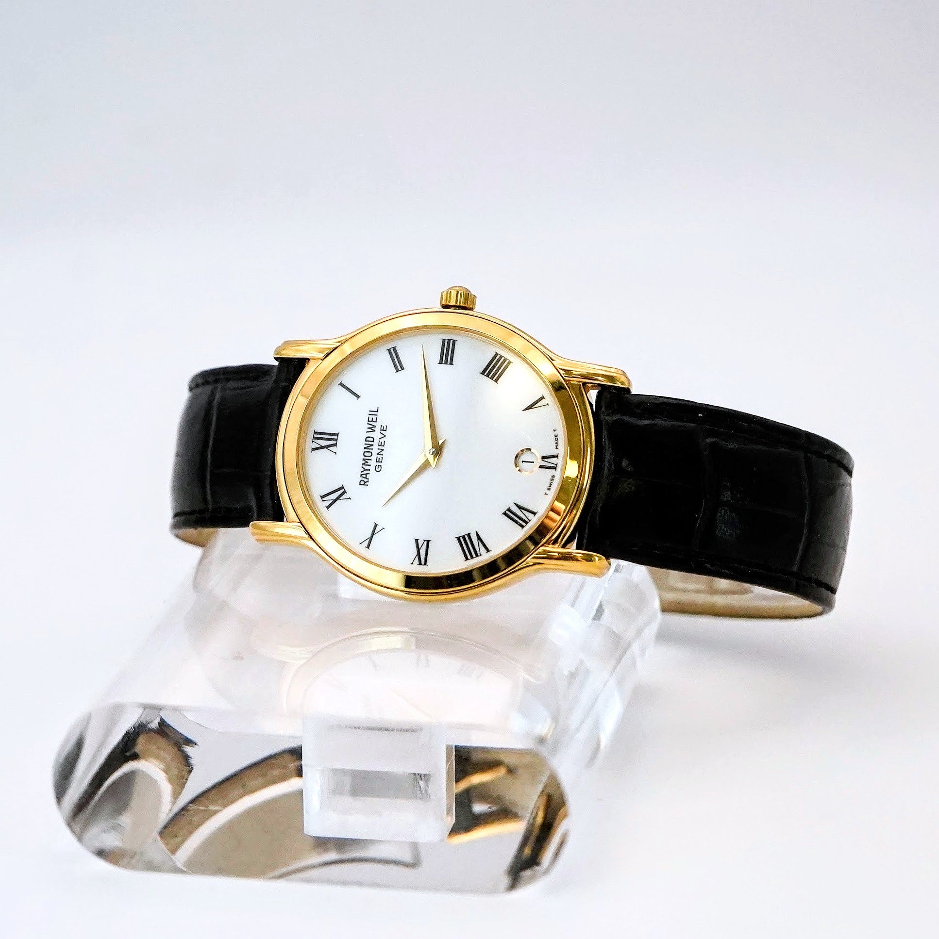 raymond weil gold dress watch Raymond Weil Geneve 18K Gold Electroplated Marquise Dress Watch, Ref. 5852