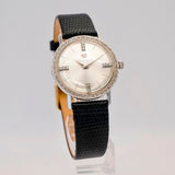 Vtg Jules Jurgensen 14K Gold Dress Mechanical Watch 32mm Diamond Bezel & Dial