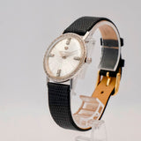 Vtg Jules Jurgensen 14K Gold Dress Mechanical Watch 32mm Diamond Bezel & Dial