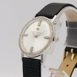 Vtg Jules Jurgensen 14K Gold Dress Mechanical Watch 32mm Diamond Bezel & Dial