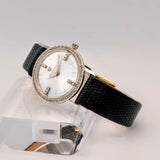 Vtg Jules Jurgensen 14K Gold Dress Mechanical Watch 32mm Diamond Bezel & Dial
