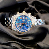 Breitling Chronomat Automatic Chronograph Watch B13050.1 40mm Blue Dial S.S.