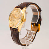 1974 Rolex Oyster Perpetual Date Watch 1503 34mm 14K Yellow Gold Fluted Bezel