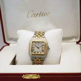 Cartier Panthere Quartz Watch 29mm Date 2-Tone SS 2-Row Yellow Gold Bracelet - Box & Papers