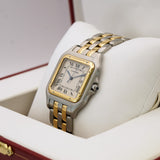Cartier Panthere Quartz Watch 29mm Date 2-Tone SS 2-Row Yellow Gold Bracelet - Box & Papers