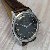 1954 Omega Automatic Watch Cal. 490 17 Jewels Wristwatch 34mm S.S. Black Dial