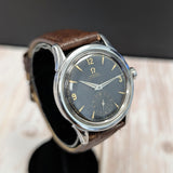 1954 Omega Automatic Watch Cal. 490 17 Jewels Wristwatch 34mm S.S. Black Dial