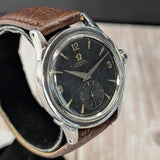 1954 Omega Automatic Watch Cal. 490 17 Jewels Wristwatch 34mm S.S. Black Dial