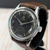 1954 Omega Automatic Watch Cal. 490 17 Jewels Wristwatch 34mm S.S. Black Dial