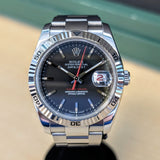 2004 Rolex Datejust Turn-O-Graph Watch 36 116264 Black Dial Oyster Bracelet - Cal. 3135