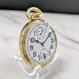 1934 Elgin B.W. Raymond Pocket Watch Railroad Grade 506 Lever Set 21 Jewels 16s Openface 10K G.F. Up Down Indicator