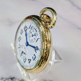 1934 Elgin B.W. Raymond Pocket Watch Railroad Grade 506 Lever Set 21 Jewels 16s Openface 10K G.F. Up Down Indicator