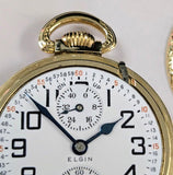 1934 Elgin B.W. Raymond Pocket Watch Railroad Grade 506 Lever Set 21 Jewels 16s Openface 10K G.F. Up Down Indicator