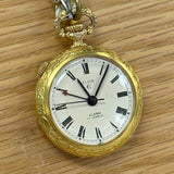Vintage Elgin Alarm Pocket Watch 17 Jewels Swiss Roman Numerals 978 - With Chain