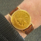 Vintage Eska Gold Coin Watch 22K Gold Case & 18K Gold Inner Case - Original Box