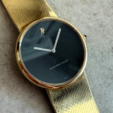 1974 Audemars Piguet 18K Gold Dress Watch Black Dial & Diamond-Set Hands Cal. 2003/1 Ultra Thin