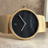 1974 Audemars Piguet 18K Gold Dress Watch Black Dial & Diamond-Set Hands Cal. 2003/1 Ultra Thin
