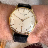 Circa 1960 Patek Philippe Calatrava 18K Gold Watch Ref. 3410 Cal. 27-AM400 35mm Amagnetic - Original Box, Strap & Buckle