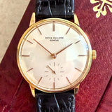 Circa 1960 Patek Philippe Calatrava 18K Gold Watch Ref. 3410 Cal. 27-AM400 35mm Amagnetic - Original Box, Strap & Buckle
