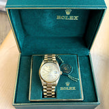 1987 Rolex Day-Date 18038 36 18K Gold Watch Tapestry Dial President Bracelet - IN BOX!