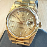 1987 Rolex Day-Date 18038 36 18K Gold Watch Tapestry Dial President Bracelet - IN BOX!