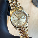 1987 Rolex Day-Date 18038 36 18K Gold Watch Tapestry Dial President Bracelet - IN BOX!