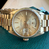 1987 Rolex Day-Date 18038 36 18K Gold Watch Tapestry Dial President Bracelet - IN BOX!