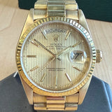 1987 Rolex Day-Date 18038 36 18K Gold Watch Tapestry Dial President Bracelet - IN BOX!