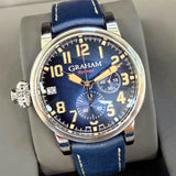 Graham Fortress Monopusher Chronograph Automatic Limited Edition Watch 2FOAS.U01A Blue Date 47mm 2-Box & Papers