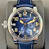 Graham Fortress Monopusher Chronograph Automatic Limited Edition Watch 2FOAS.U01A Blue Date 47mm 2-Box & Papers