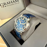 Graham Fortress Monopusher Chronograph Automatic Limited Edition Watch 2FOAS.U01A Blue Date 47mm 2-Box & Papers