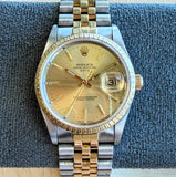 1999 Rolex Oyster Perpetual Date 34 Watch 15233 18K Gold Fluted Bezel ALL 2-Tone Jubilee Bracelet - IN A SERVICE BOX