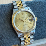 1999 Rolex Oyster Perpetual Date 34 Watch 15233 18K Gold Fluted Bezel ALL 2-Tone Jubilee Bracelet - IN A SERVICE BOX